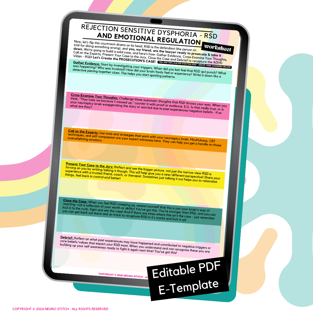 RSD and Emotional Regulation ADHD Detective Worksheet – Editable PDF