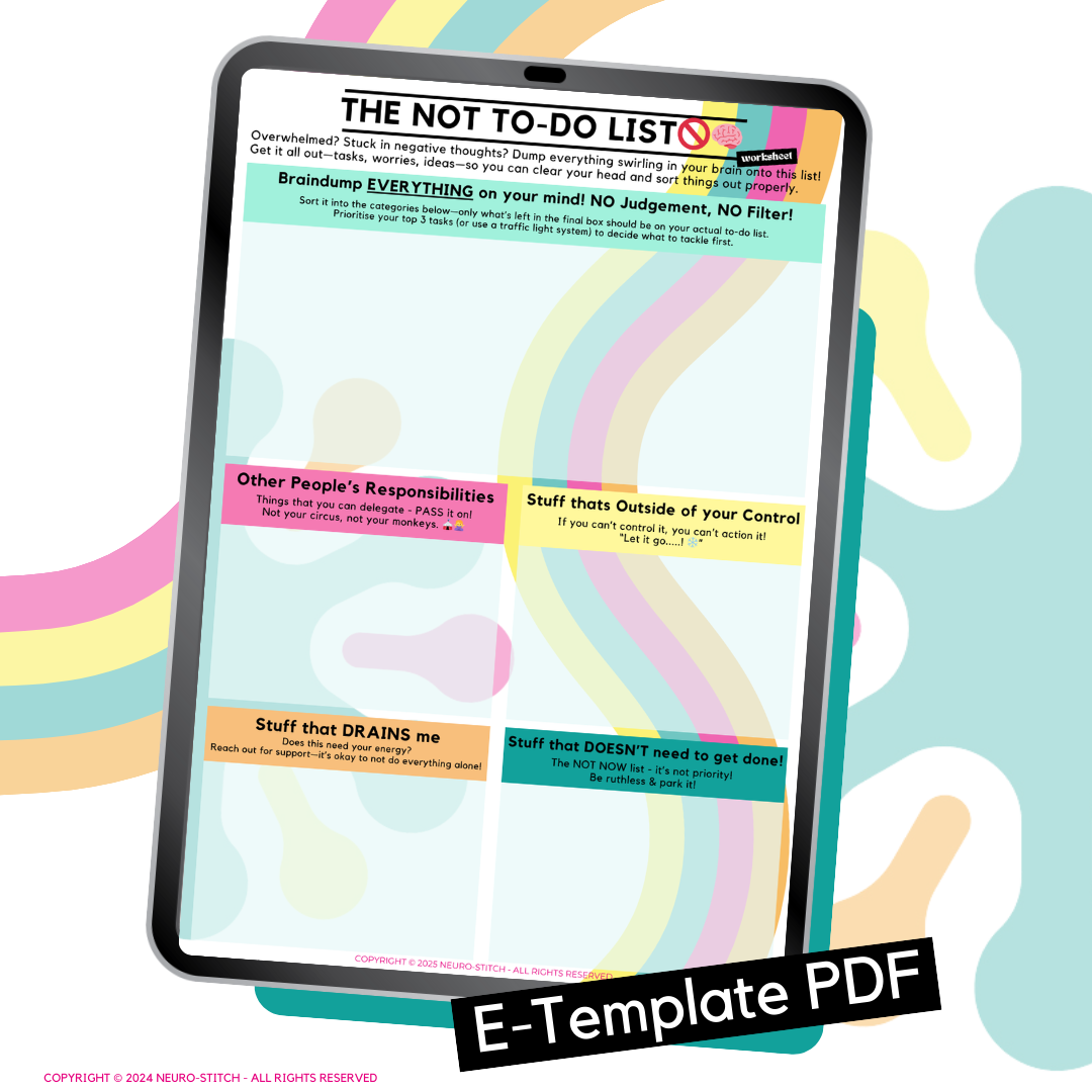 The NOT To-Do List: Beating Overwhelm - Editable PDF
