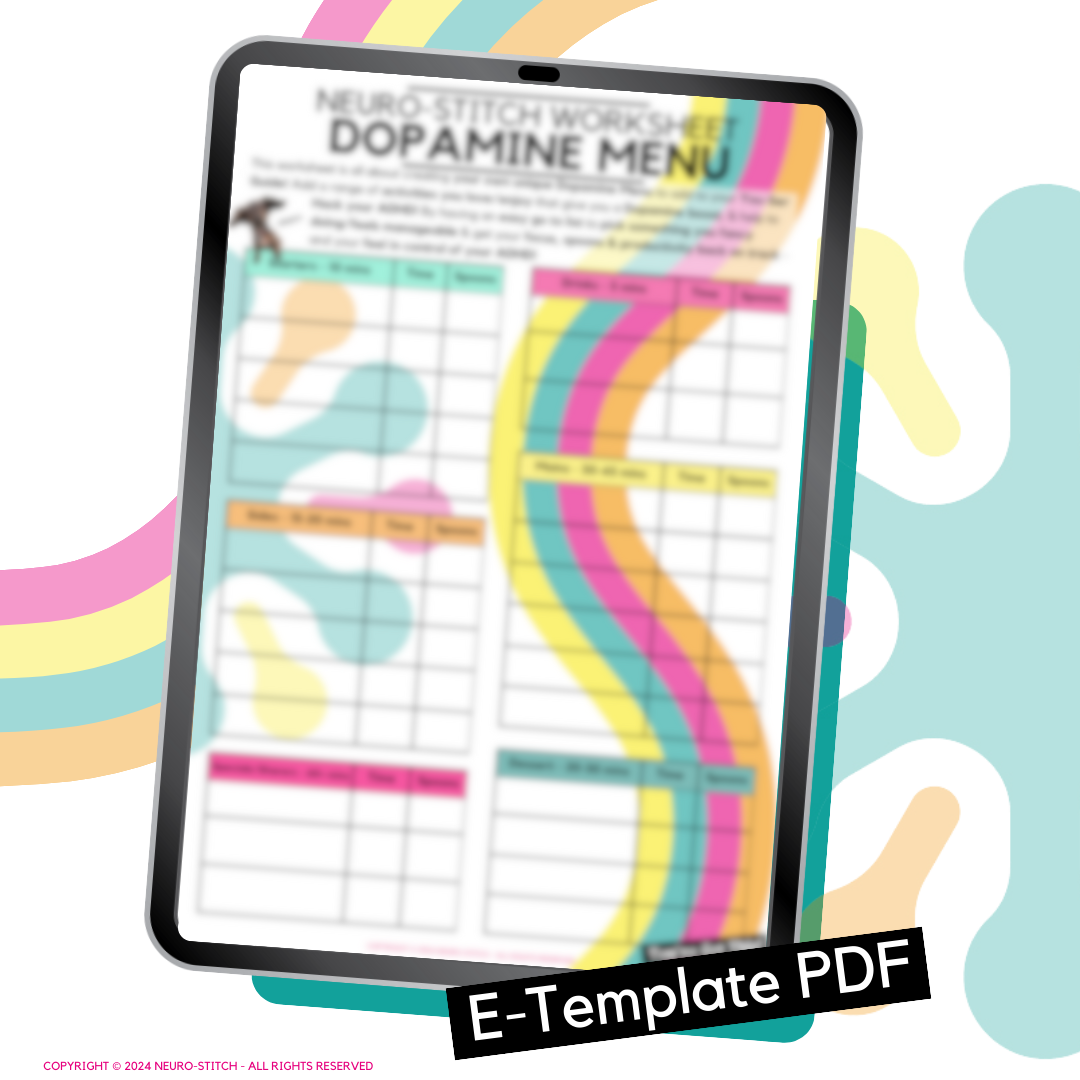 Create your Dopamine Menu Pack (Plus free bonus Dopamine Tapas Worksheet) E-Template - Editable PDF