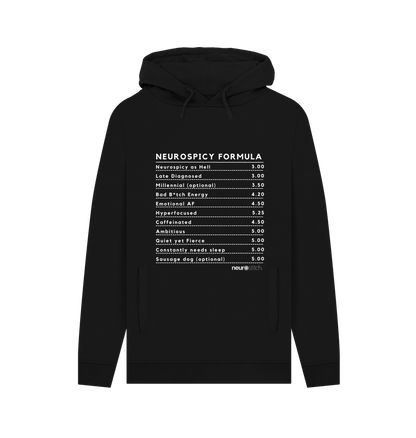 Black Neurospicy Formula Hoodie (White Text) - ADHD Awareness Month Multi Colours