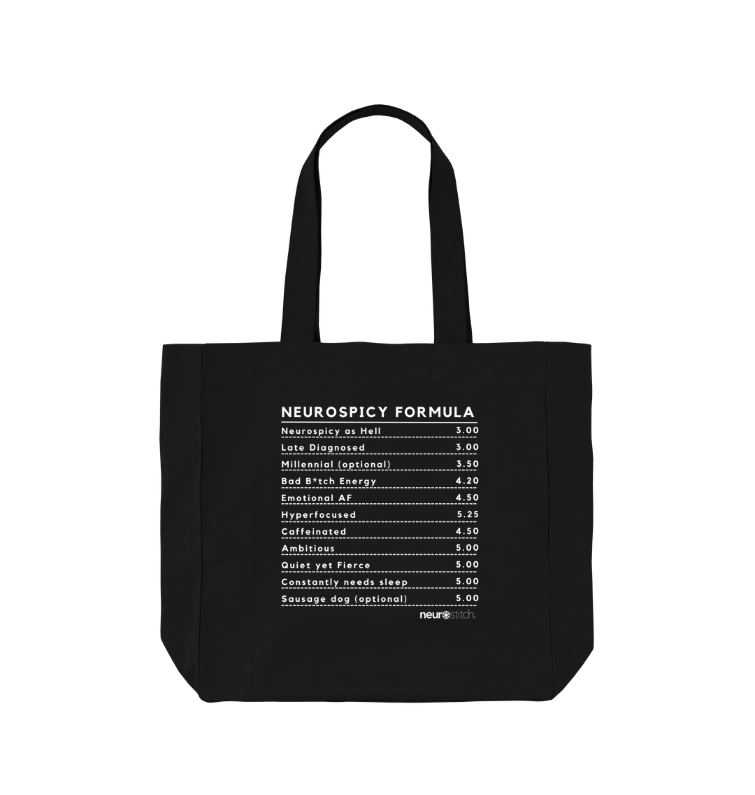 Black Neurospicy Formula Tote - Black -  ADHD Awareness Month