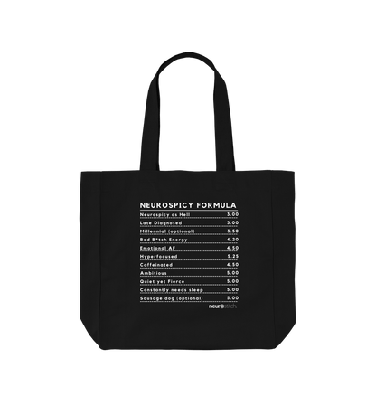 Black Neurospicy Formula Tote - Black -  ADHD Awareness Month