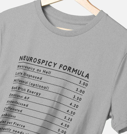 Neurospicy Formula Tee Unisex - Black Text (Multiple colours) - ADHD Awareness Month