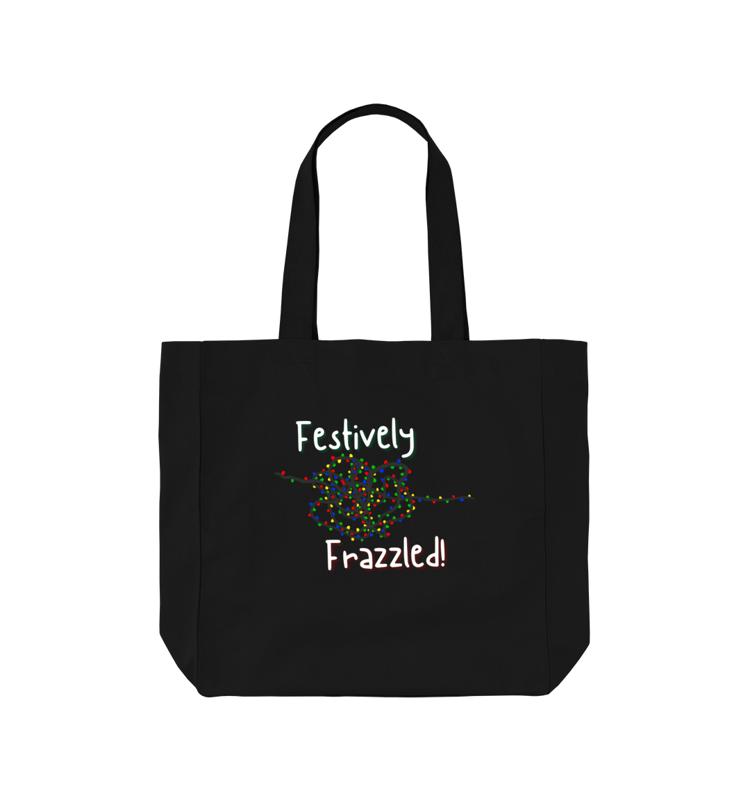 Black Festively Frazzled Tote - Black