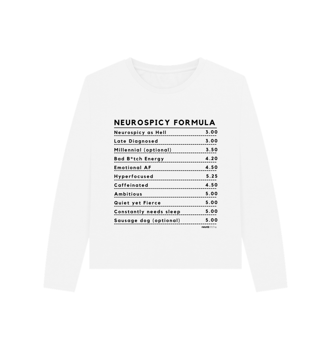 White Neurospicy Formula Sweatshirt (Black Text) Women - ADHD Awareness Month Multi Colours