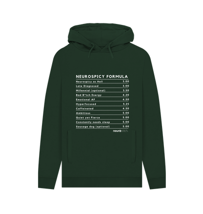 Evergreen Neurospicy Formula Hoodie (White Text) - ADHD Awareness Month Multi Colours