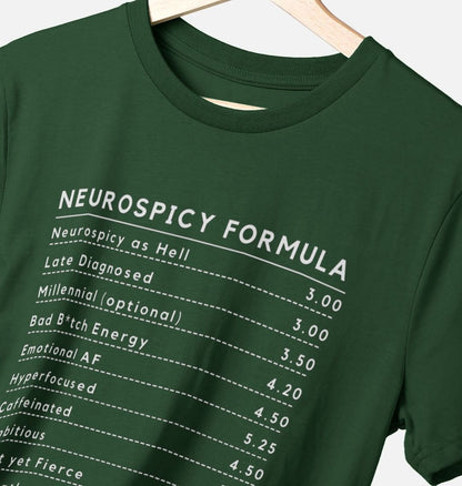 Neurospicy Formula Tee Unisex - White Text (Multiple colours) ADHD Awareness Month