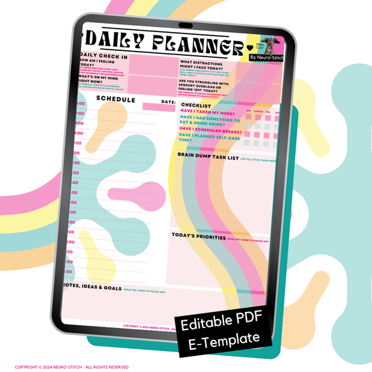 ADHD Daily Planner E-Template - Editable PDF