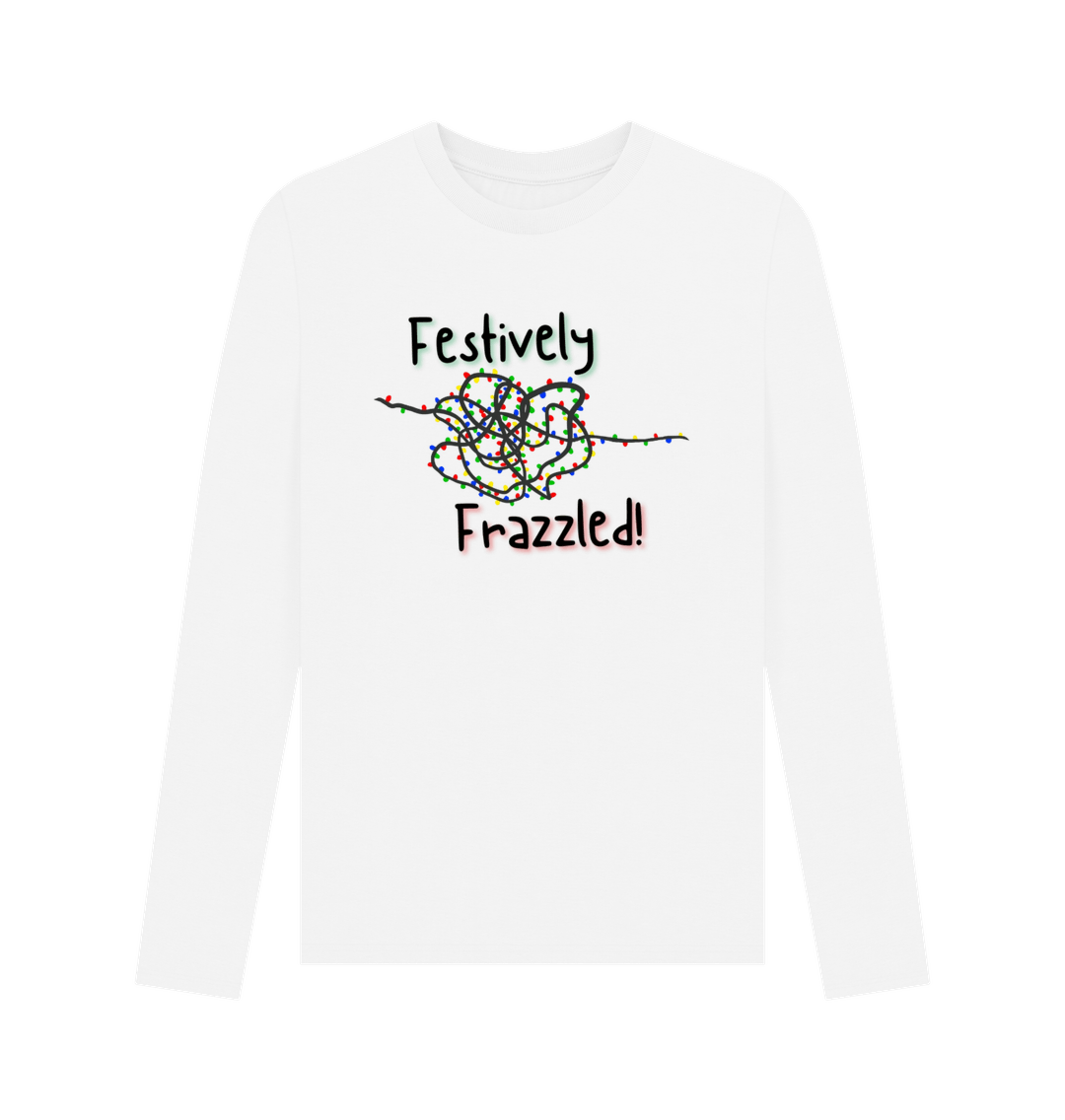 White Festively Frazzled Long Sleeve T-Shirt