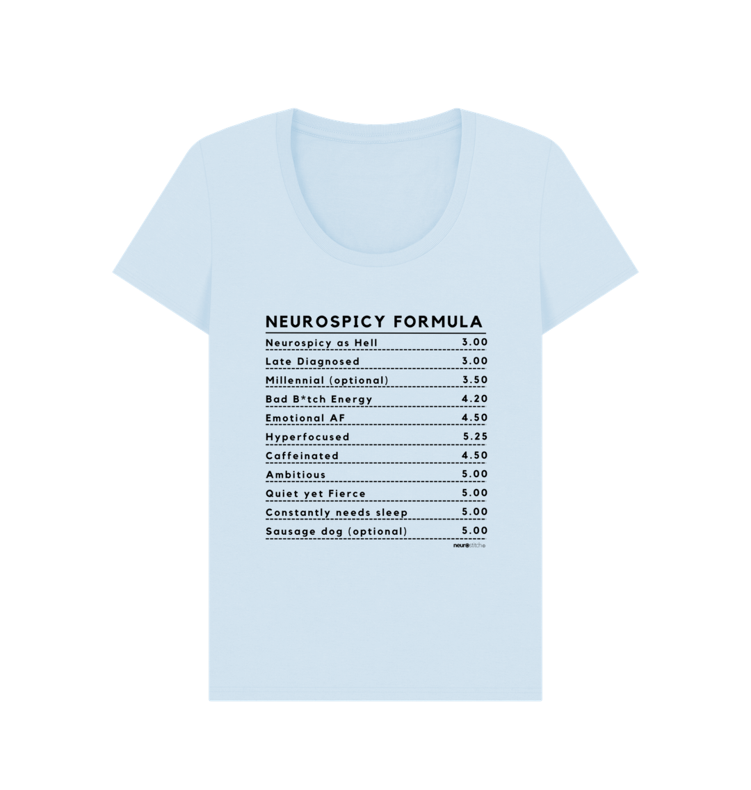 Sky Blue Neurospicy Formula Womens Tee - ADHD Awareness Month