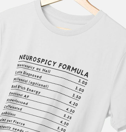 Neurospicy Formula Tee Unisex - Black Text (Multiple colours) - ADHD Awareness Month