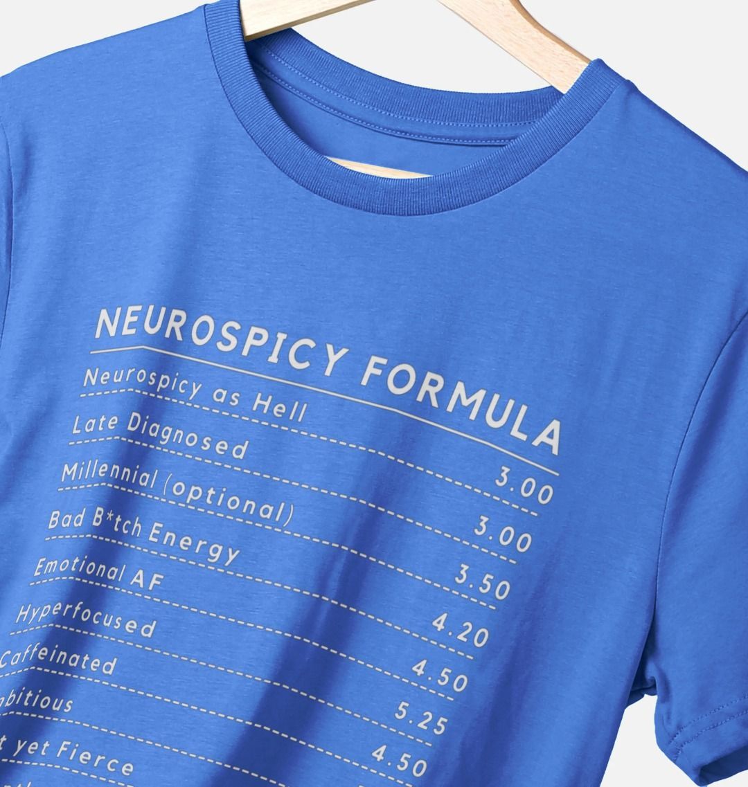 Neurospicy Formula Tee Unisex - White Text (Multiple colours) ADHD Awareness Month