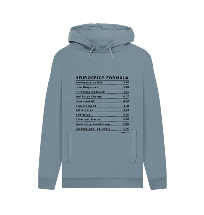 Stone Blue Neurospicy Formula Hoodie (Black Text) - ADHD Awareness Month Multi Colours