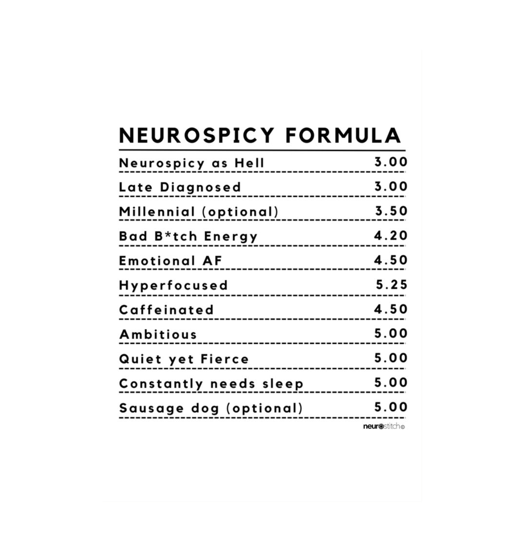 White Neurospicy Formula Portrait Print - ADHD Awareness Month