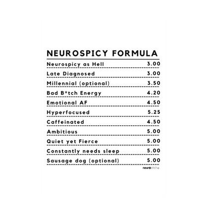 White Neurospicy Formula Portrait Print - ADHD Awareness Month