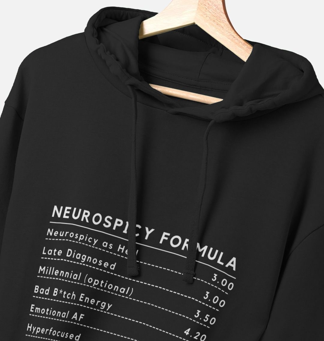 Neurospicy Formula Hoodie (White Text) - ADHD Awareness Month Multi Colours