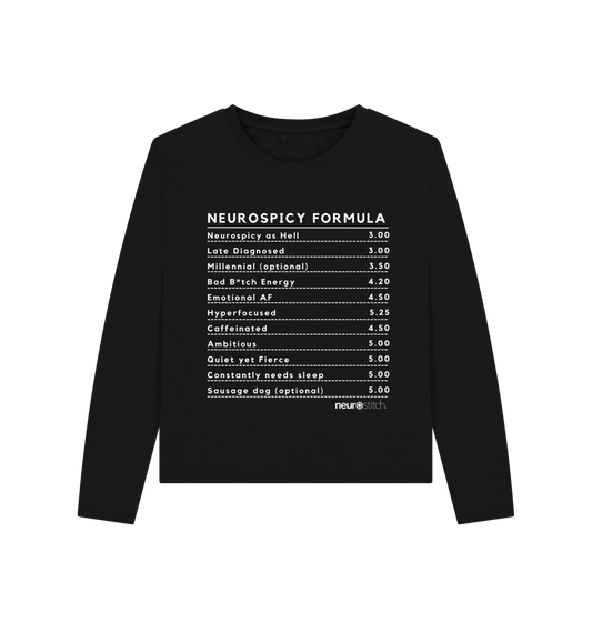 Black Neurospicy Formula Sweatshirt (White Text) Women - ADHD Awareness Month Multi Colours