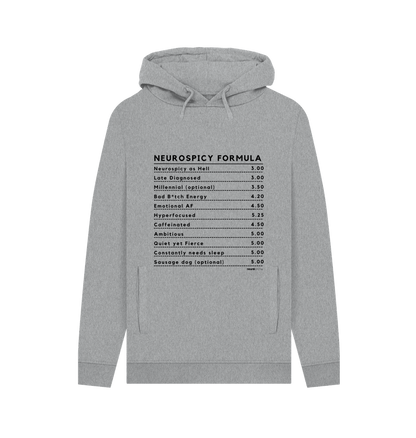 Light Heather Neurospicy Formula Hoodie (Black Text) - ADHD Awareness Month Multi Colours