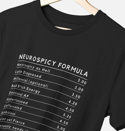 Neurospicy Formula Tee Unisex - White Text (Multiple colours) ADHD Awareness Month