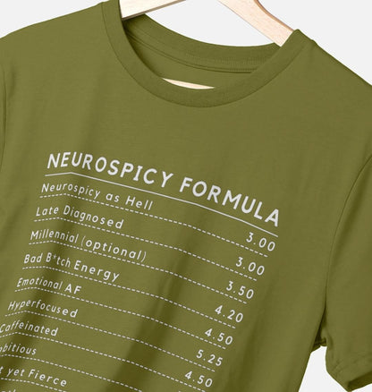 Neurospicy Formula Tee Unisex - White Text (Multiple colours) ADHD Awareness Month