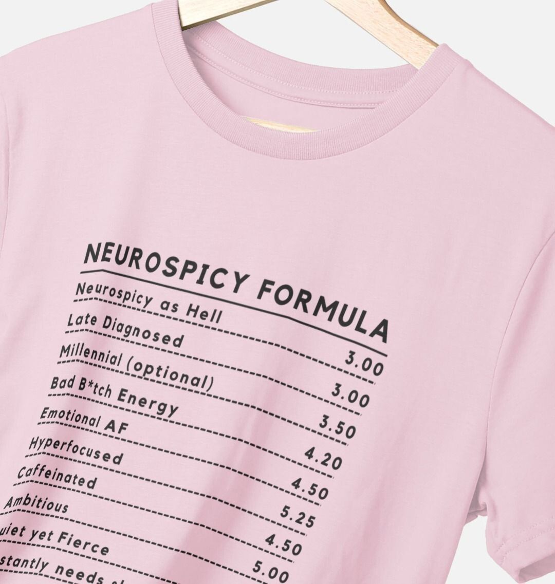 Neurospicy Formula Tee Unisex - Black Text (Multiple colours) - ADHD Awareness Month